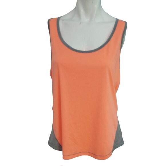 Old Navy Active Racerback Tank Top Sz Large Orange and Grey Breathable Exercise - Picture 4 of 4